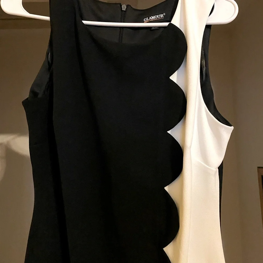 Glamour, black, white, sleeveless, midi-dress, Size 10 - Picture 3 of 3